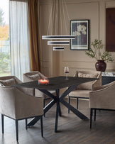 Hayden dark grey ceramic 6 seater dining table