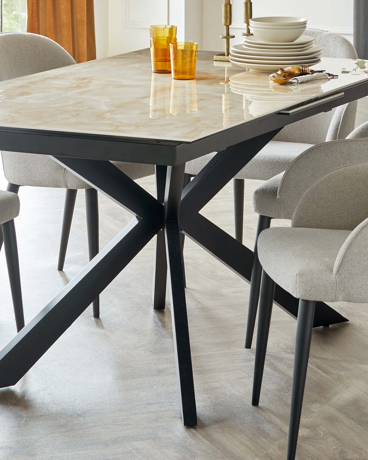 Hayden Natural Ceramic Extending 6 To 8 Seater Dining Table Danetti