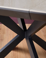 Hayden natural travertine ceramic 4-6 extending round dining table