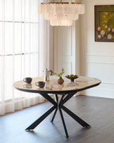 Hayden natural ceramic 4-6 extending round dining table