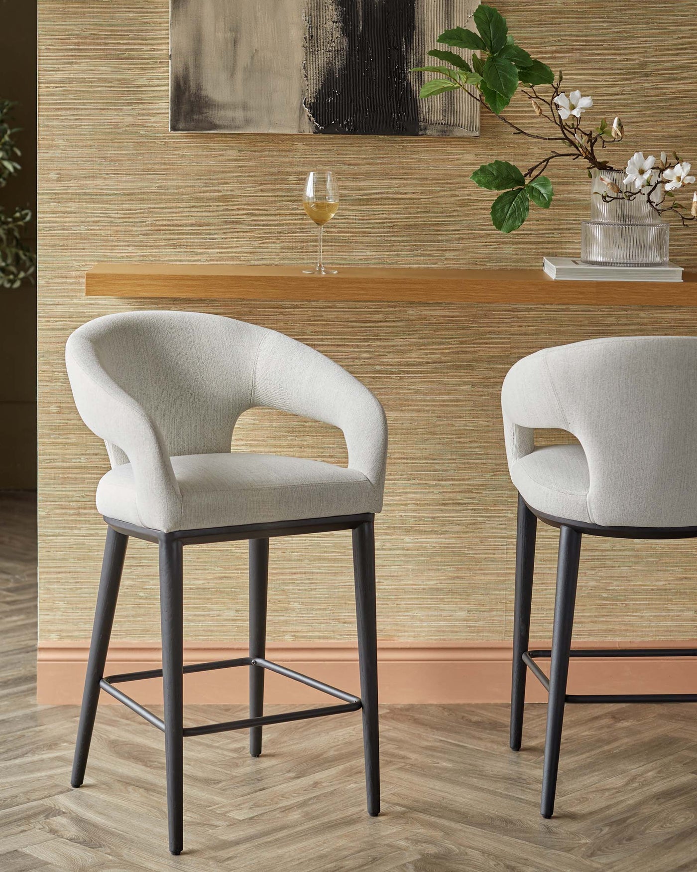Heath ivory dual tone fabric bar stool