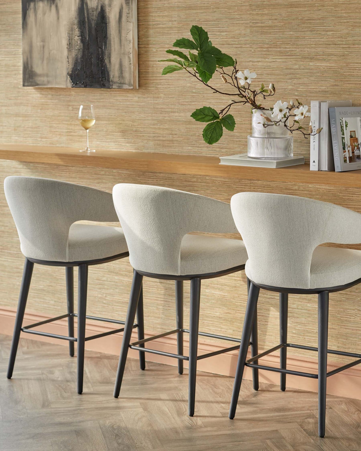 Heath ivory dual tone fabric bar stool – Danetti