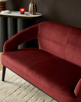Heath toffee red velvet accent sofa