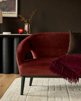 Heath toffee red velvet accent sofa