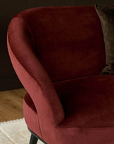 Heath toffee red velvet accent sofa