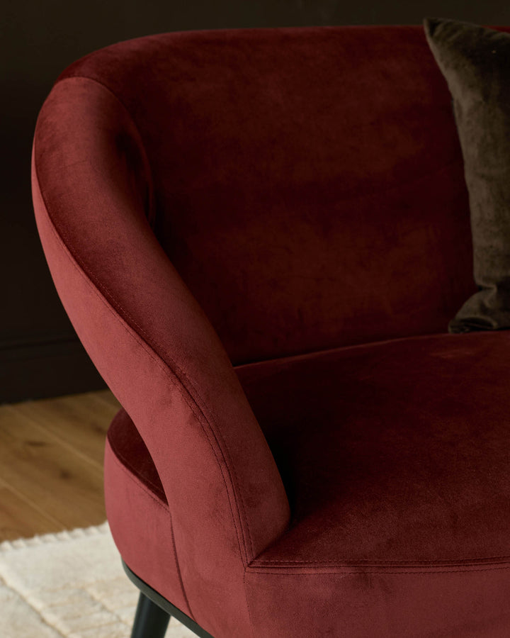 Heath toffee red velvet accent sofa