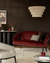Heath toffee red velvet accent sofa