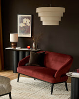 Heath toffee red velvet accent sofa