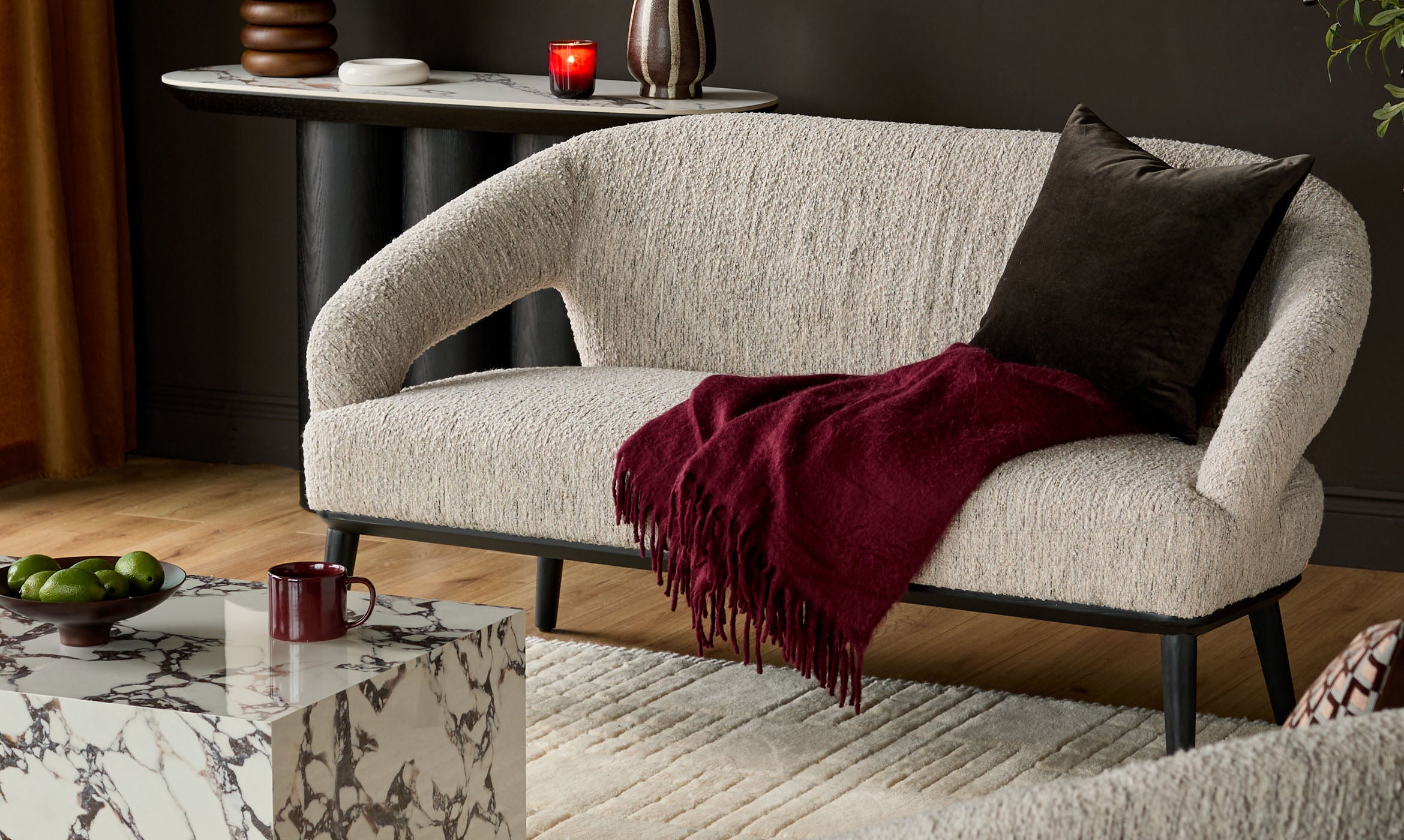 Heath cream boucle accent sofa