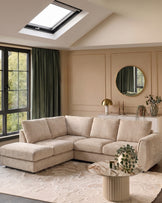 Heidi champagne chenille left hand corner chaise sofa