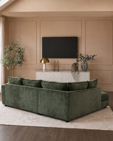Heidi dark green chenille left hand corner chaise sofa