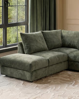 Heidi dark green chenille left hand corner chaise sofa