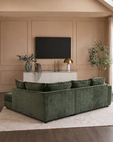 Heidi dark green chenille right hand corner chaise sofa