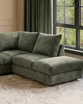 Heidi dark green chenille right hand corner chaise sofa