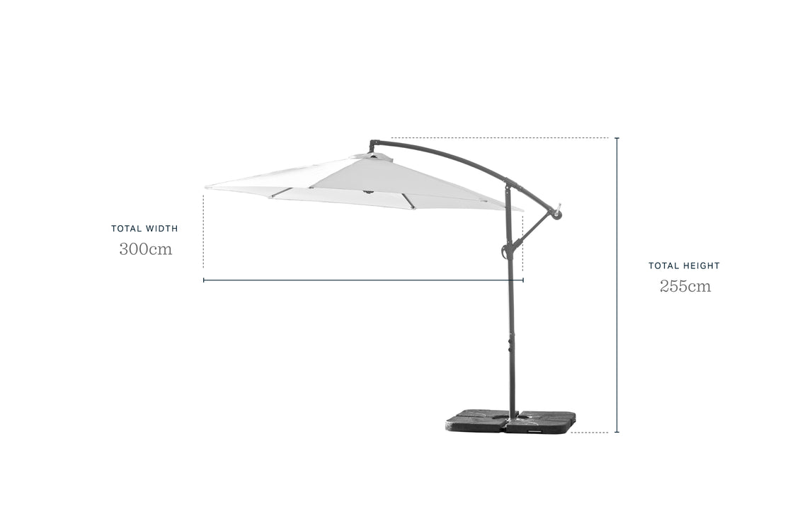 Helena grey 3m garden cantilever parasol