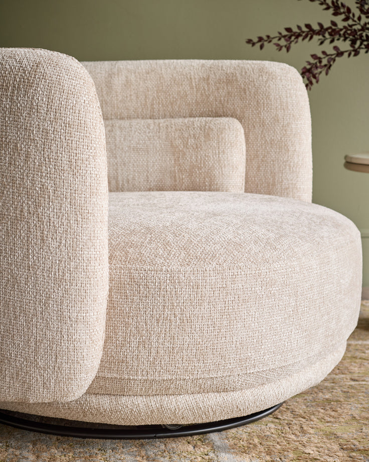 Henry natural fabric swivel loveseat