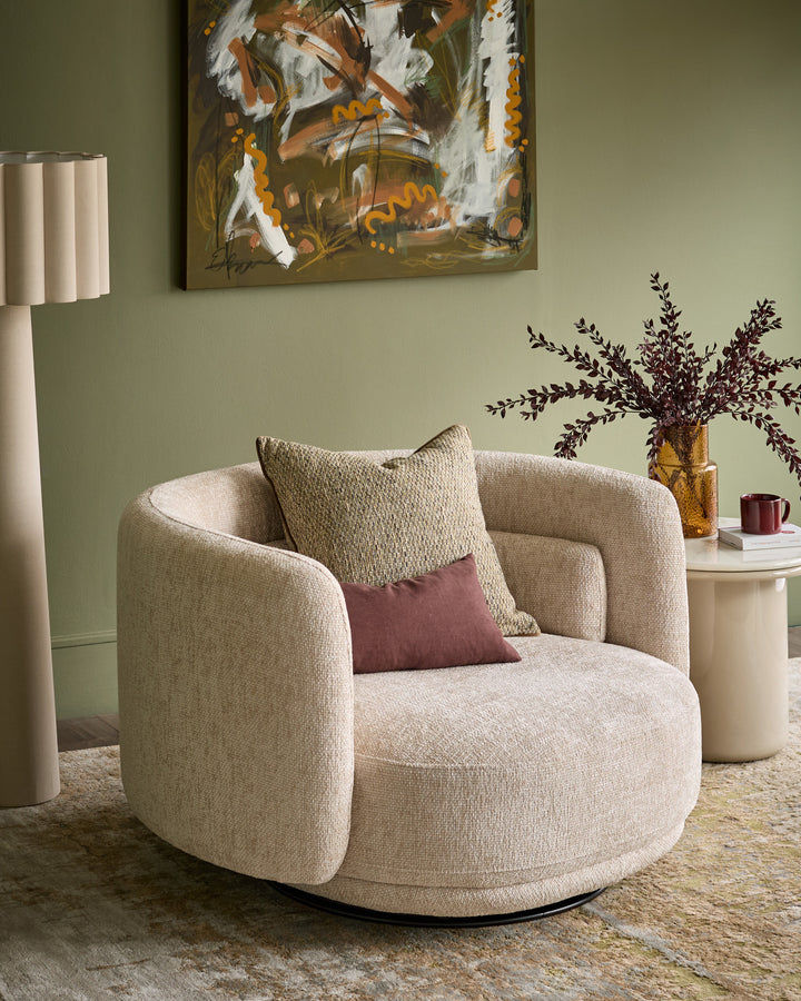 Henry natural fabric swivel loveseat
