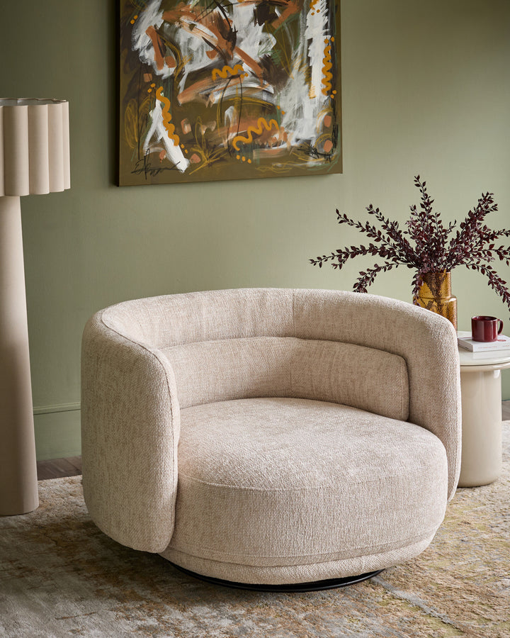 Henry natural fabric swivel loveseat