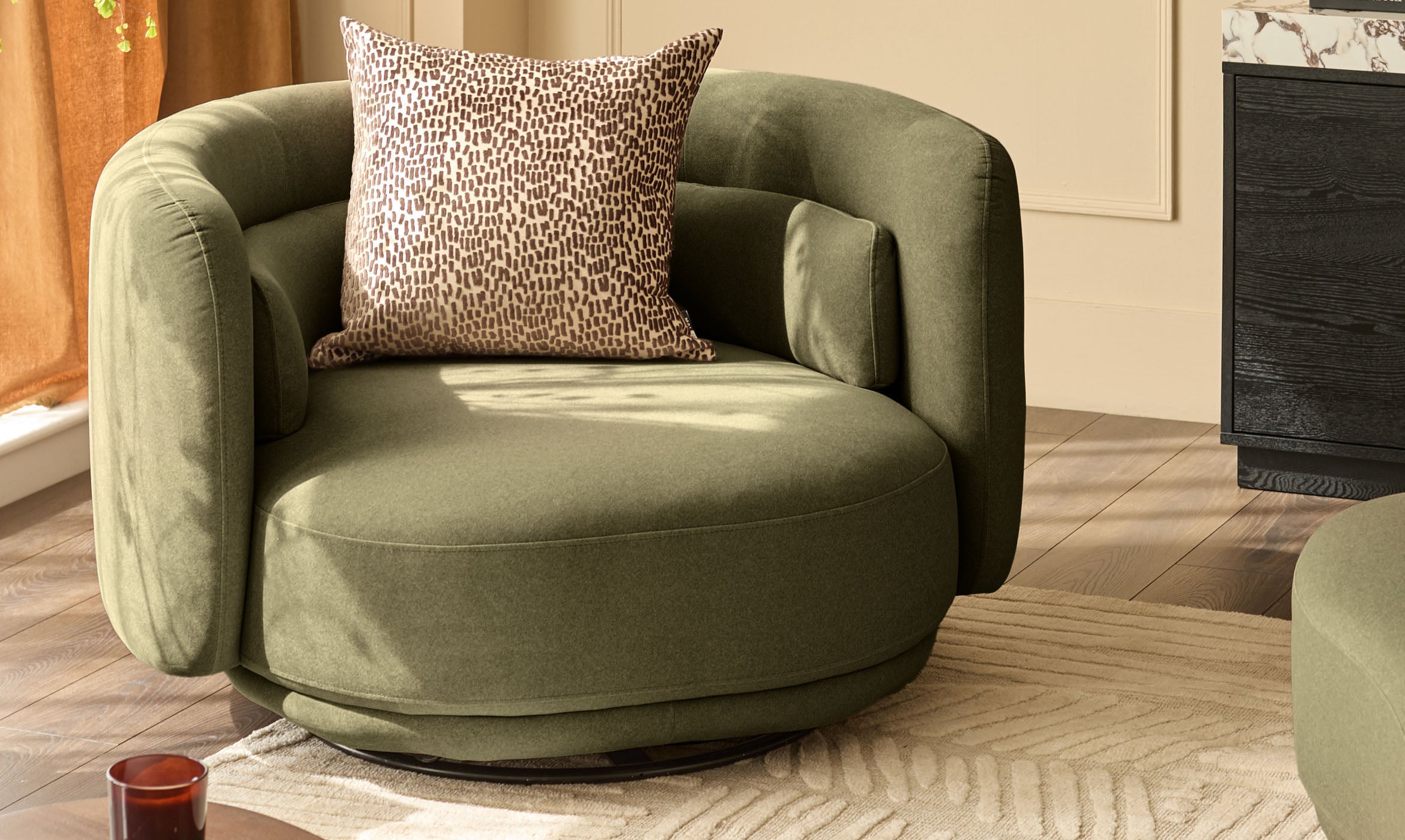 Henry olive green velvet love seat