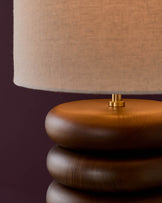 Hepworth natural linen and dark wood table lamp