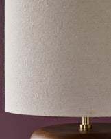 Hepworth natural linen and dark wood table lamp