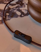 Hepworth natural linen and dark wood table lamp