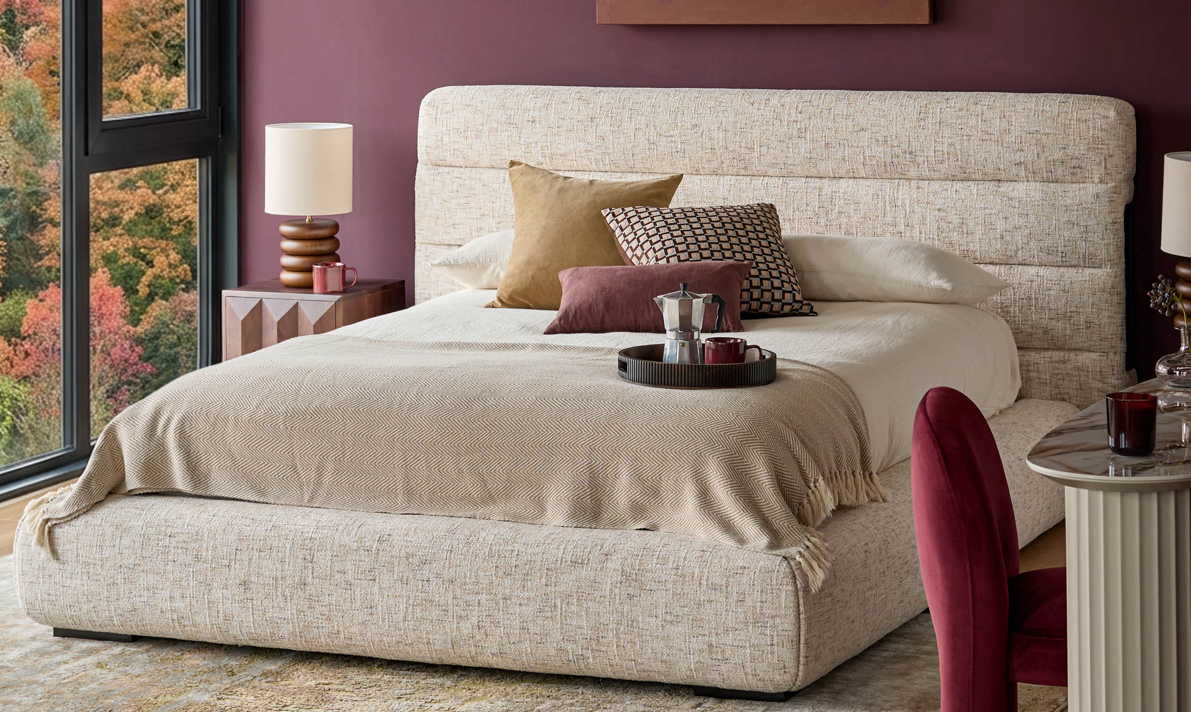 Hepworth natural chenille king size ottoman storage bed