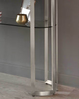 Isla White Glass and Stainless Steel Console Table