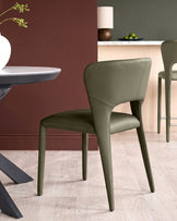 Jackson olive green leather dining chair