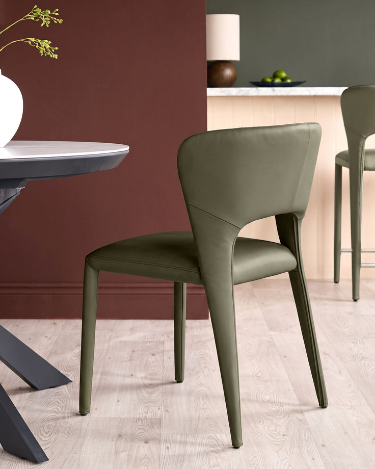 Jackson olive green leather dining chair