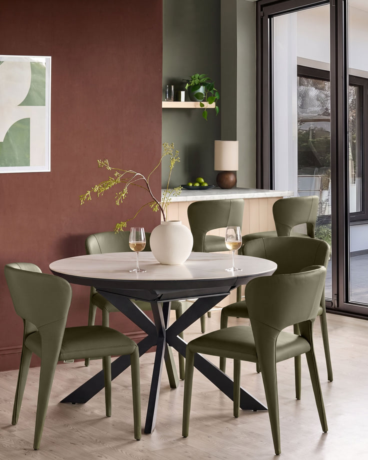 Jackson olive green leather dining chair