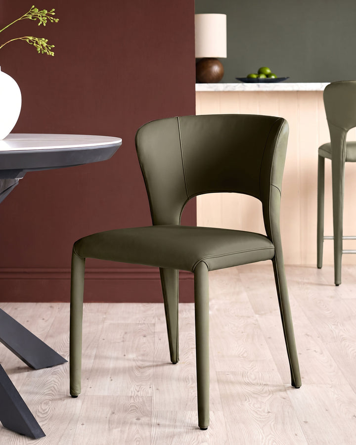 Jackson olive green leather dining chair