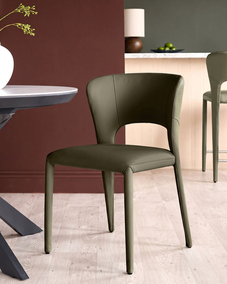 Jackson olive green leather dining chair