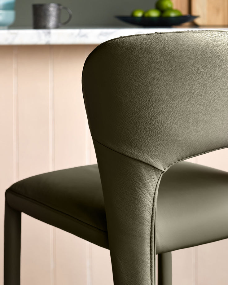 Jackson olive green leather bar stool