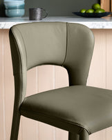 Jackson olive green leather bar stool