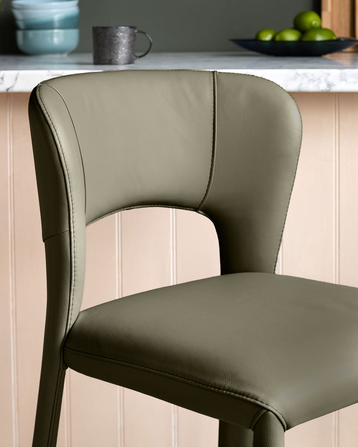 Jackson olive green leather bar stool
