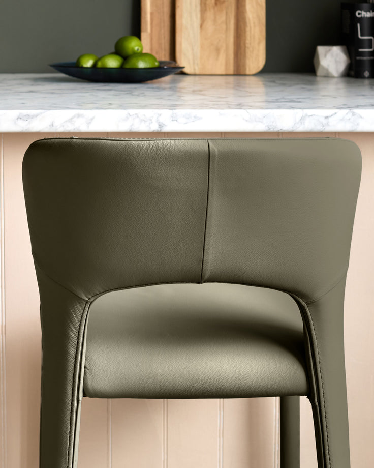 Jackson olive green leather bar stool
