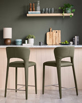 Jackson olive green leather bar stool