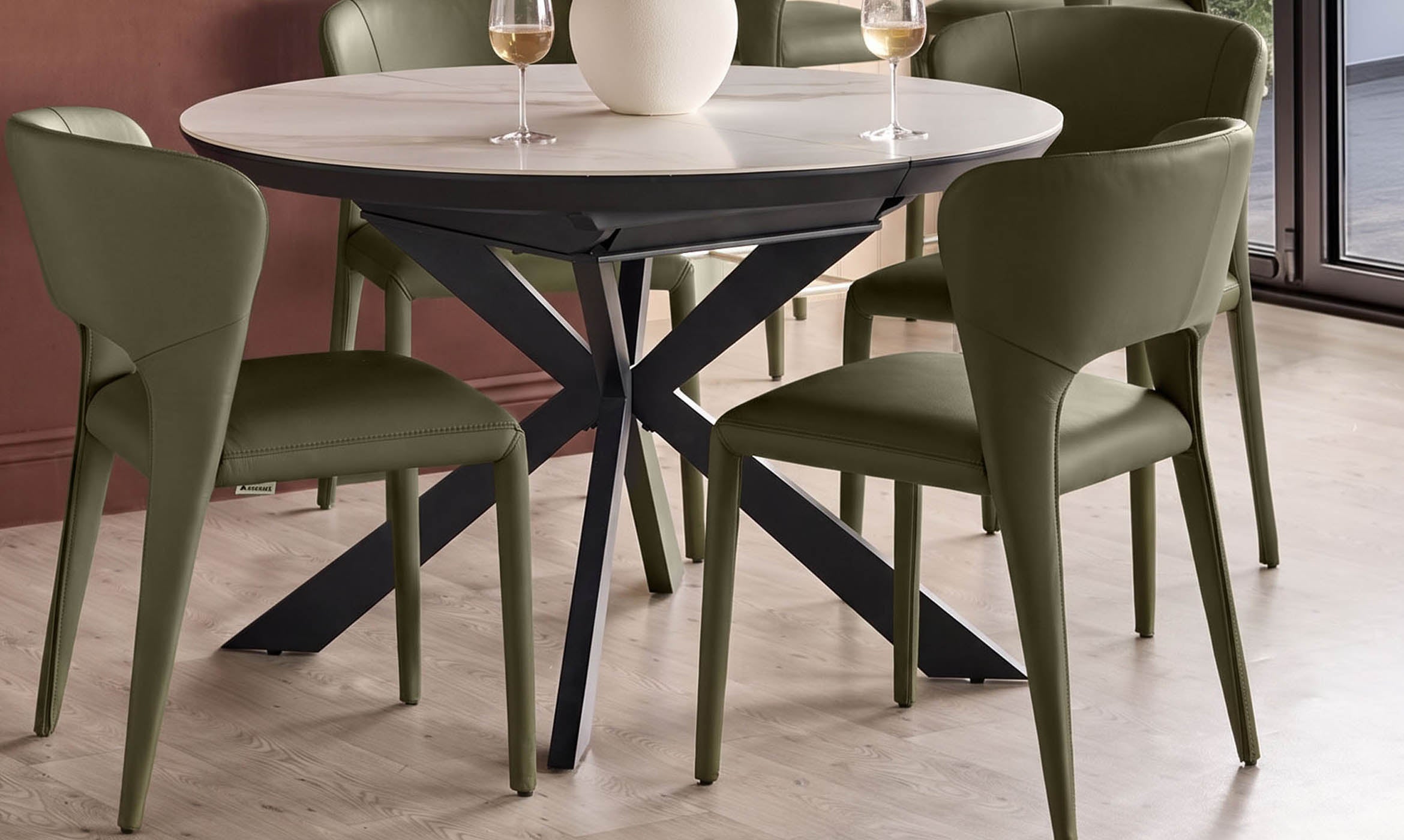 Jackson olive green leather dining chair