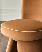 Jenna caramel fabric swivel dining chair