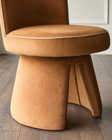 Jenna caramel fabric swivel dining chair