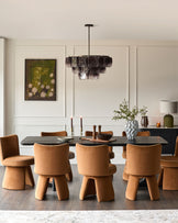 Jenna caramel fabric swivel dining chair