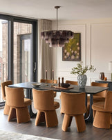Jenna caramel fabric swivel dining chair