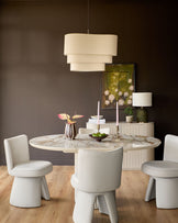 Jenna cream fabric swivel dining chair