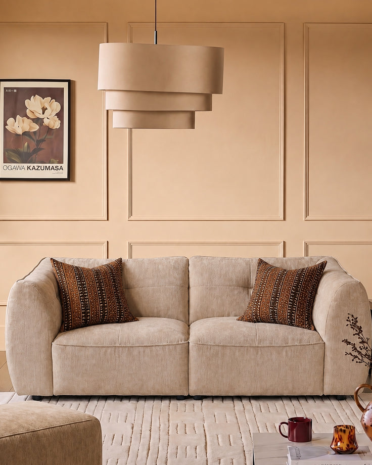 Jodie champagne chenille 3 seater sofa