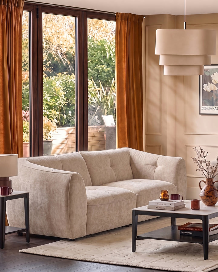 Jodie champagne chenille 3 seater sofa
