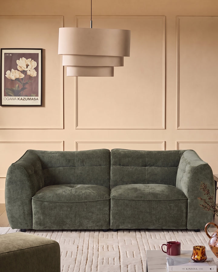 Jodie dark green chenille 3 seater sofa