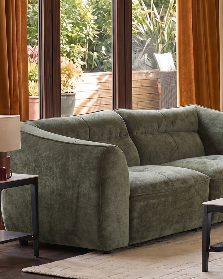 Jodie dark green chenille 3 seater sofa