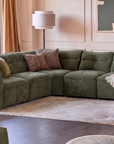 Jodie dark green chenille large corner sofa