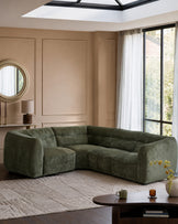 Jodie dark green chenille small corner sofa